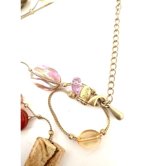 Lia Sophia Beaded Gemstone Necklace Boho Earthy Colors - Picture 5 of 6